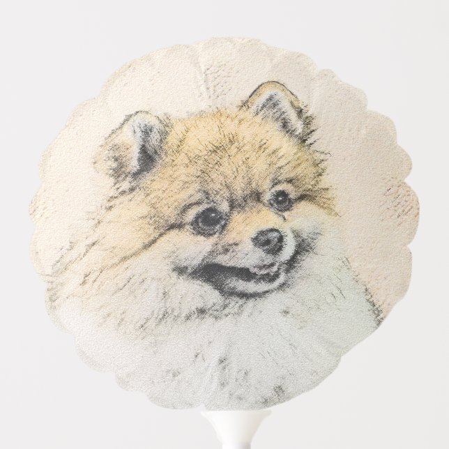 Pomeranian (Orange) Painting - Original Dog Art Balloon (Front)