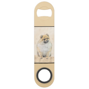 Pomeranian (Orange) Painting - Original Dog Art Bar Key