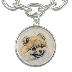 Pomeranian (Orange) Painting - Original Dog Art Bracelet