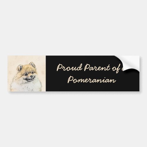 Pomeranian Orange Painting _ Original Dog Art Bumper Sticker
