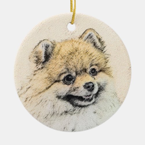 Pomeranian Orange Painting _ Original Dog Art Ceramic Ornament