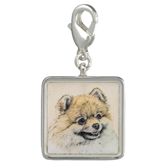 Pomeranian (Orange) Painting - Original Dog Art Charm (Front)
