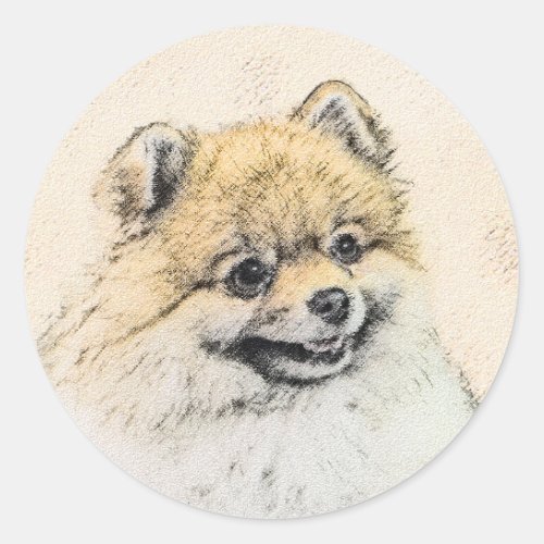 Pomeranian Orange Painting _ Original Dog Art Classic Round Sticker