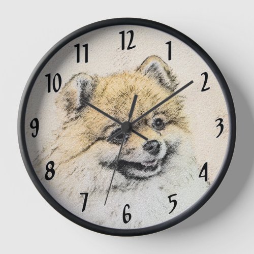 Pomeranian Orange Painting _ Original Dog Art Clock
