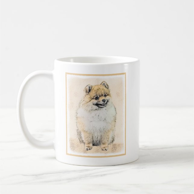 Pomeranian (Orange) Painting - Original Dog Art Coffee Mug (Left)