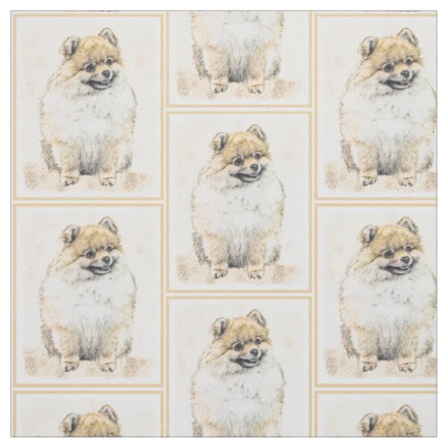 Pomeranian Orange Painting _ Original Dog Art Fabric