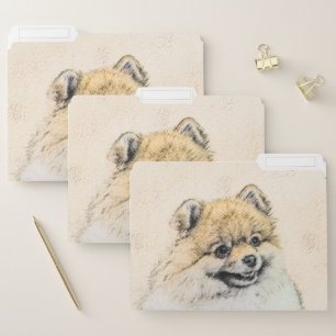 Pomeranian (Orange) Painting - Original Dog Art File Folder