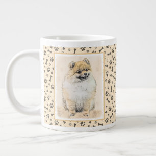 Pomeranian (Orange) Painting - Original Dog Art Giant Coffee Mug