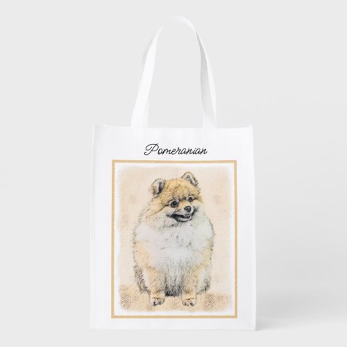 Pomeranian Orange Painting _ Original Dog Art Gr Grocery Bag