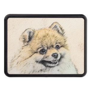 Pomeranian (Orange) Painting - Original Dog Art Hitch Cover