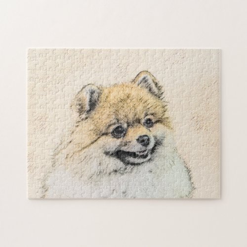 Pomeranian Orange Painting _ Original Dog Art Jigsaw Puzzle