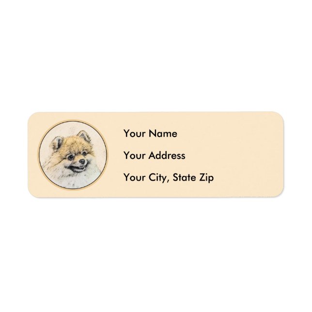 Pomeranian (Orange) Painting - Original Dog Art Label (Front)