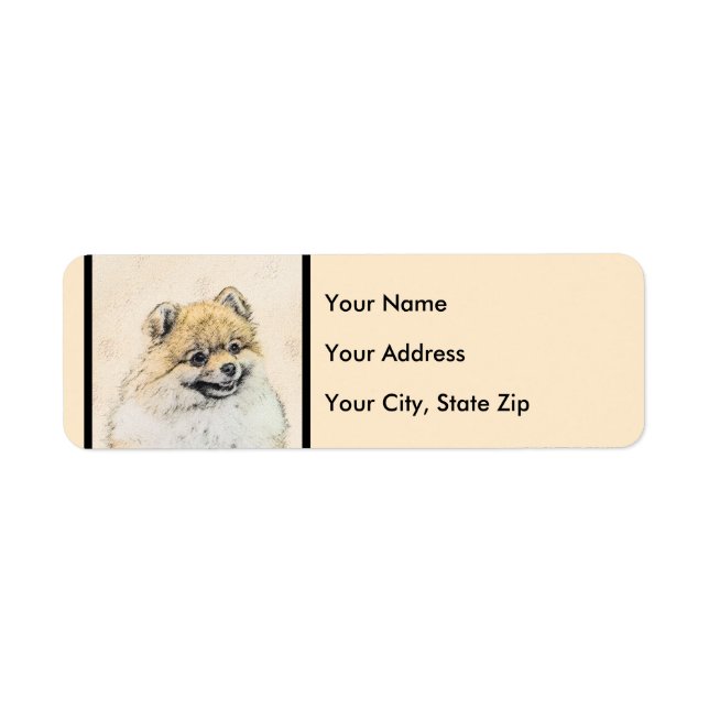 Pomeranian (Orange) Painting - Original Dog Art Label (Front)