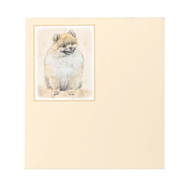 Pomeranian (Orange) Painting - Original Dog Art Notepad (Front)