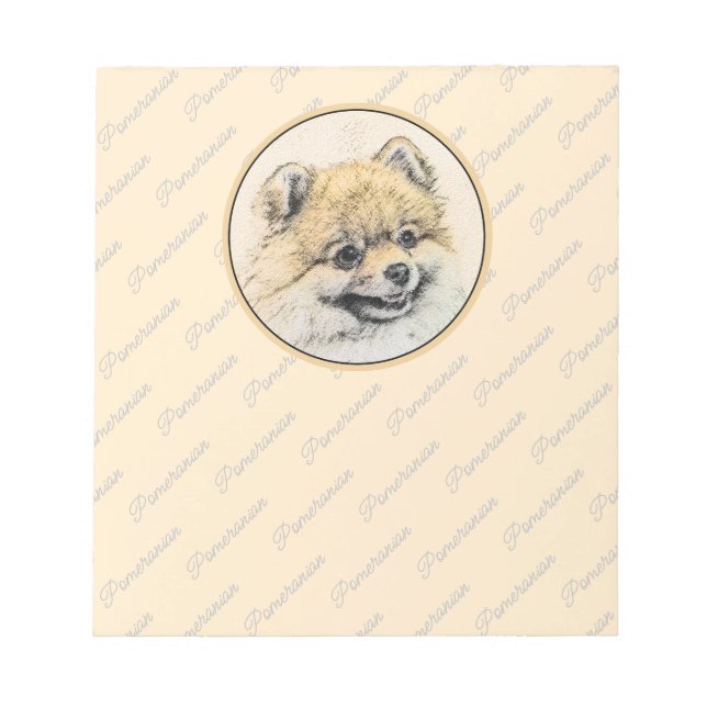 Pomeranian (Orange) Painting - Original Dog Art Notepad (Front)