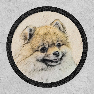 Pomeranian (Orange) Painting - Original Dog Art Patch