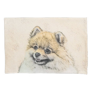 Pomeranian (Orange) Painting - Original Dog Art Pillow Case