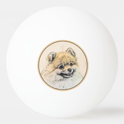 Pomeranian Orange Painting _ Original Dog Art Ping Pong Ball