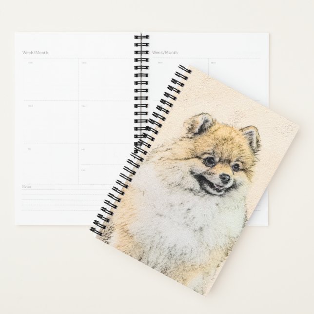 Pomeranian (Orange) Painting - Original Dog Art Planner (Display)