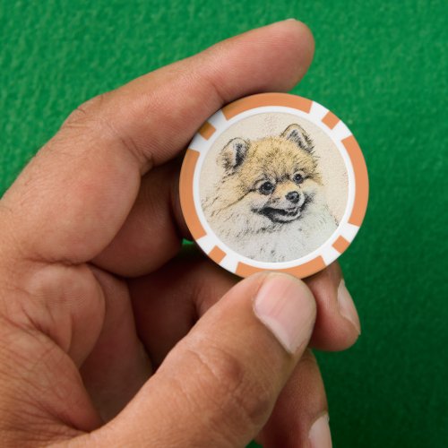 Pomeranian Orange Painting _ Original Dog Art Poker Chips