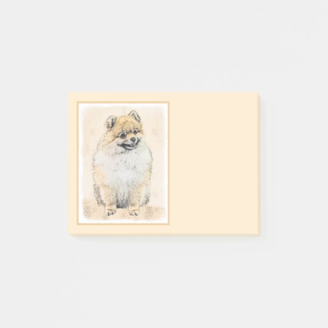 Pomeranian (Orange) Painting - Original Dog Art Post-it Notes (Front)