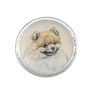 Pomeranian (Orange) Painting - Original Dog Art Ring