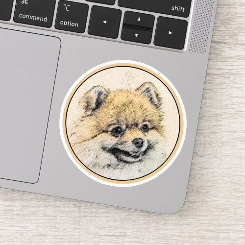 Pomeranian Orange Painting _ Original Dog Art Sticker