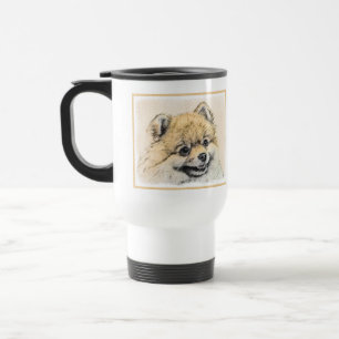 Pomeranian (Orange) Painting - Original Dog Art Travel Mug