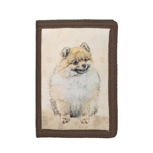 Pomeranian (Orange) Painting - Original Dog Art Trifold Wallet