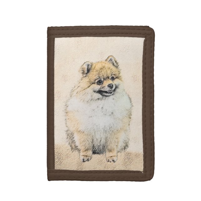 Pomeranian (Orange) Painting - Original Dog Art Trifold Wallet (Front Vertical)