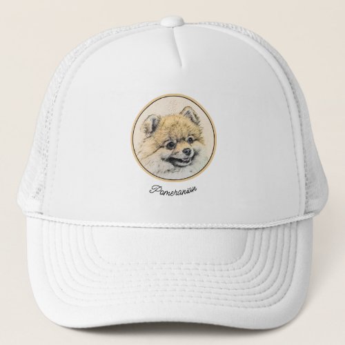 Pomeranian Orange Painting _ Original Dog Art Trucker Hat