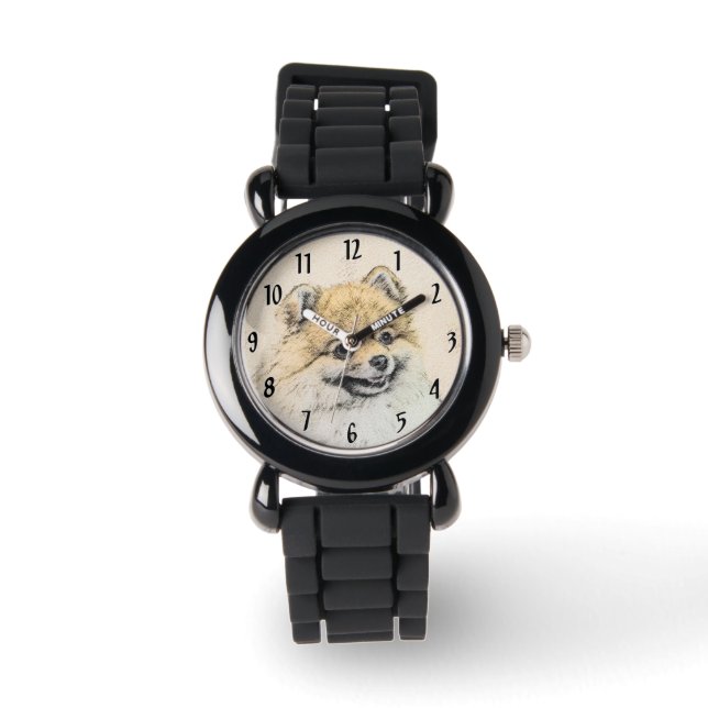 Pomeranian (Orange) Painting - Original Dog Art Watch (Front)
