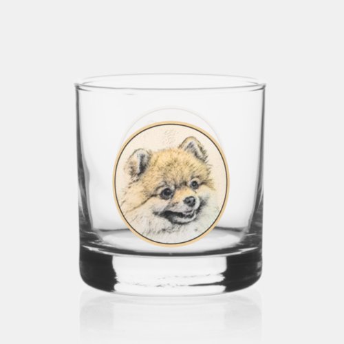 Pomeranian Orange Painting _ Original Dog Art Whiskey Glass