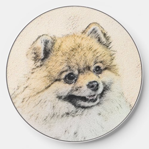 Pomeranian Orange Painting _ Original Dog Art Wireless Charger