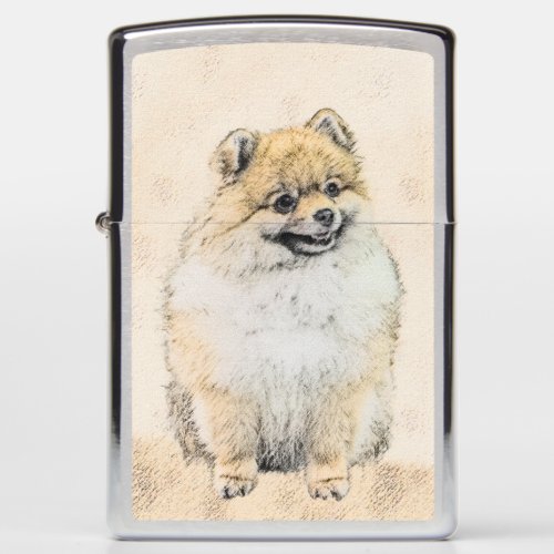 Pomeranian Orange Painting _ Original Dog Art Zippo Lighter