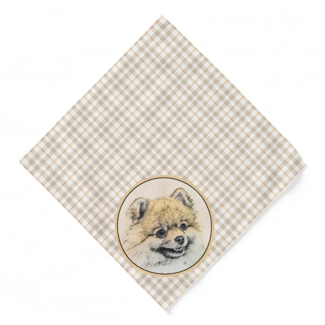 Pomeranian Painting Orange Pom Original Dog Art Bandana (Front)