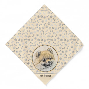 Pomeranian Painting Orange Pom Original Dog Art Bandana