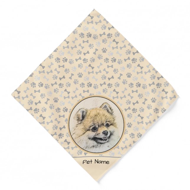 Pomeranian Painting Orange Pom Original Dog Art Bandana (Front)