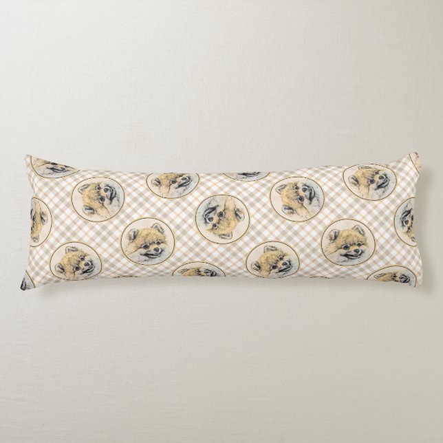 Pomeranian Painting Orange Pom Original Dog Art Body Pillow (Front)