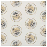 Pomeranian Painting Orange Pom Original Dog Art Fabric
