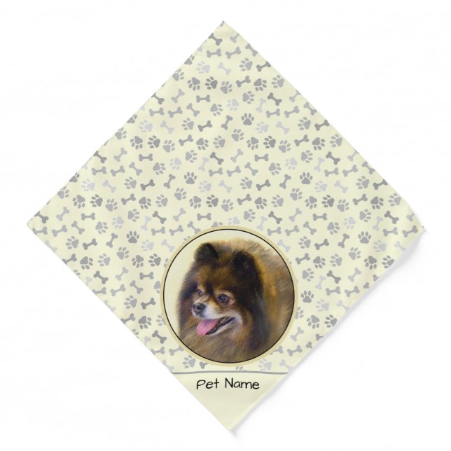 Pomeranian Painting Orange Sable Original Dog Art Bandana (Front)
