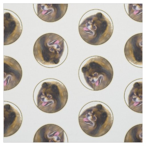 Pomeranian Painting Orange Sable Original Dog Art Fabric