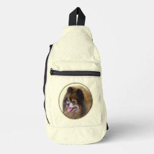 Pomeranian Painting Orange Sable Original Dog Art Sling Bag