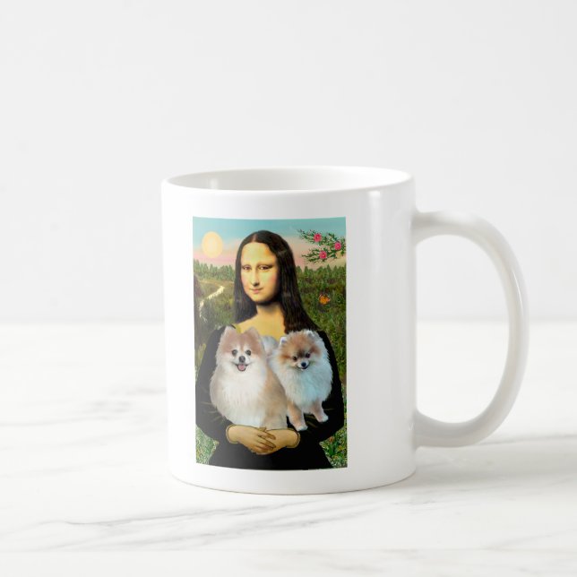Pomeranian Pair 3 - Mona Lisa Coffee Mug (Right)