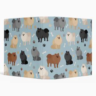 Pomeranian Paw-prints and Dog Bones 3 Ring Binder