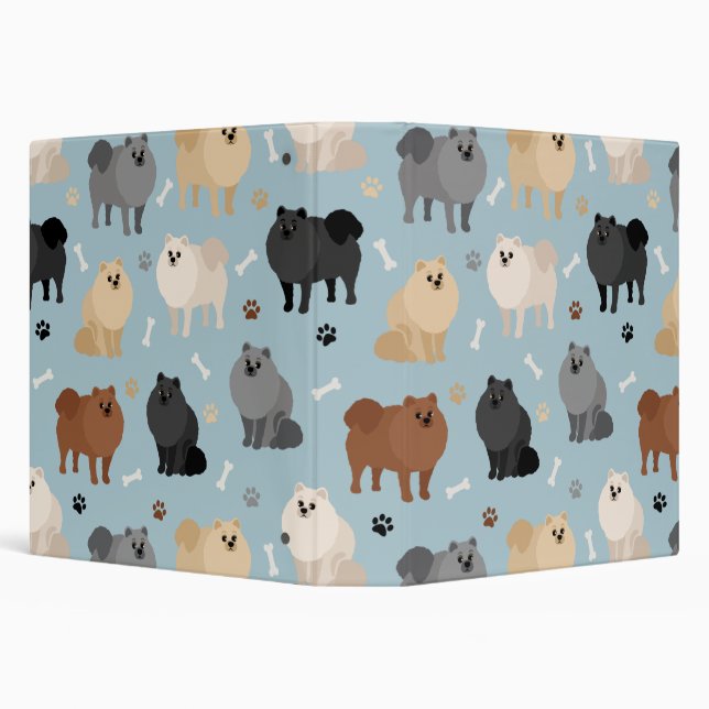 Pomeranian Paw-prints and Dog Bones 3 Ring Binder (Background)