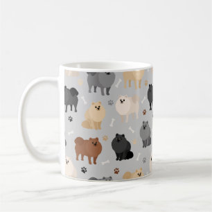 Pomeranian Paw-prints and Dog Bones Coffee Mug
