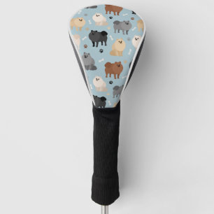 Pomeranian Paw-prints and Dog Bones Golf Head Cover