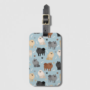 Pomeranian Paw-prints and Dog Bones Luggage Tag