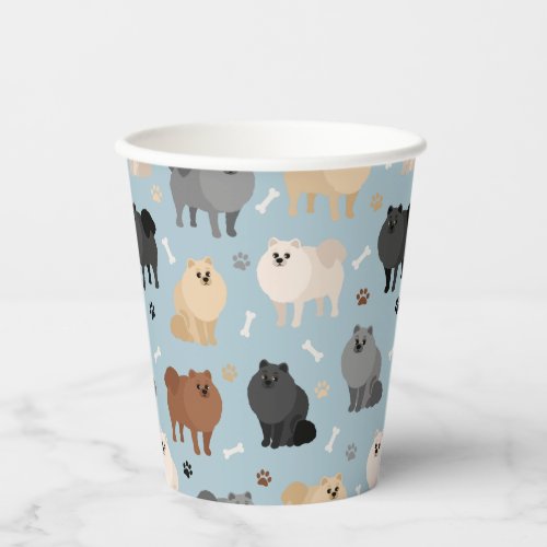 Pomeranian Paw_prints and Dog Bones Paper Cups